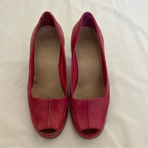 Aerosoles Fuchsia Leather Espadrille Wedge